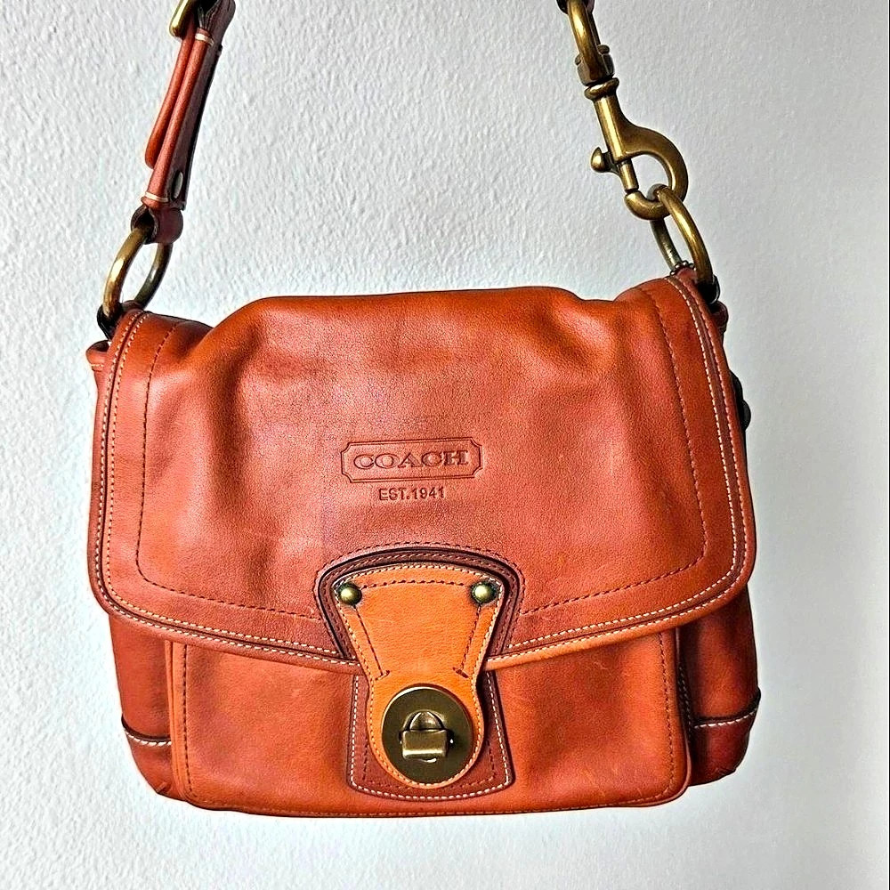 Coach Legacy Leather Flap Shoulder Bag Leather Crossbody Bag in Brown